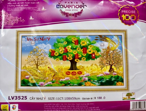 Tranh thêu Vạn sự như ý (cây tài lộc) LV3525, kích thước 108 x 59 cm