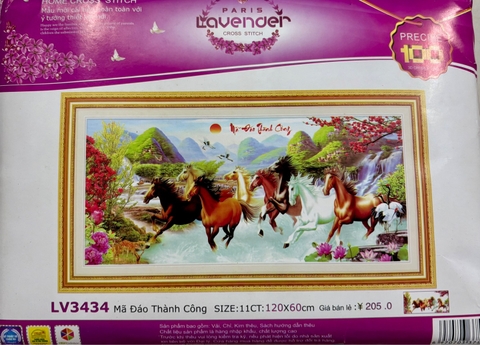 Tranh thêu Mã đáo thành công LV3434, kích thước 120 x 60 cm