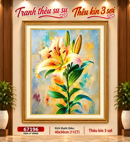 Tranh thêu kín Hoa tu lip 67196, kích thước 40x50 cm