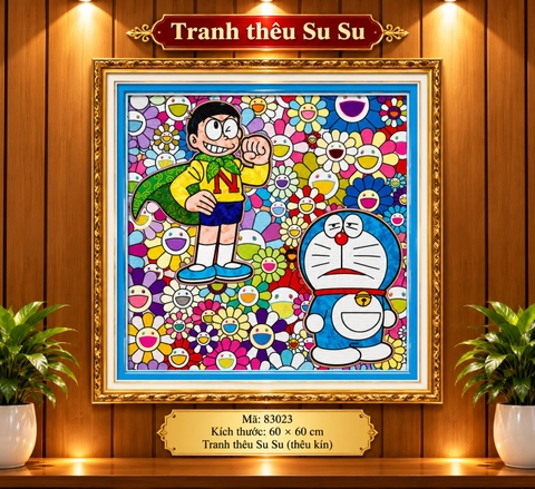 Tranh thêu kín đô rê mon 83023, kích thước 50x50 cm