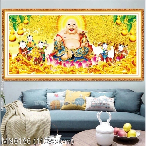 Tranh thêu Phật di lặc MN0186, kích thước 110 x 55 cm
