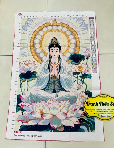 TRANH ĐÃ THÊU PHẬT QUAN ÂM VS8273, KÍCH THƯỚC 60 x 90 CM