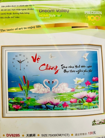 Tranh thêu Vợ chồng DV6285, kích thước 75 x 50 cm