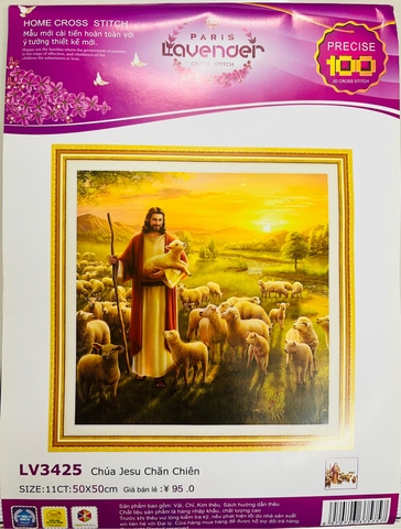 Tranh thêu chúa chăn chiên LV3425, kích thước 50x50 cm