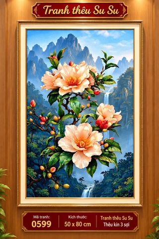 Tranh thêu kín Hoa rừng 0599, kích thước 50 x 80 cm