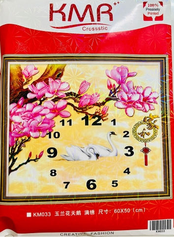 Tranh thêu kín Hoa ngọc lan KM033, kích thước 60x50cm