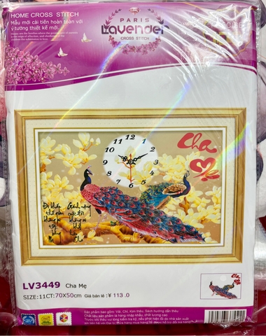 Tranh thêu chữ thập cha mẹ LV3449, kích thước 50 x 70 cm