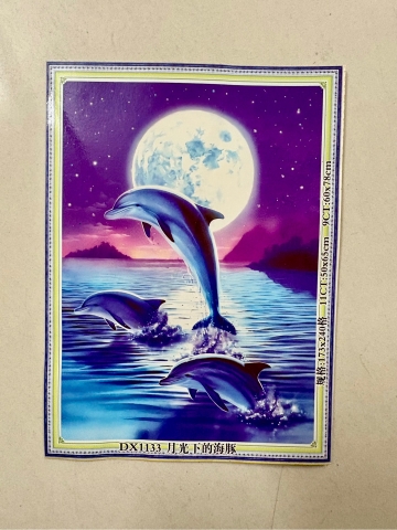 Tranh thêu kín Cá heo DX1133, kích thước 50 x 65 cm