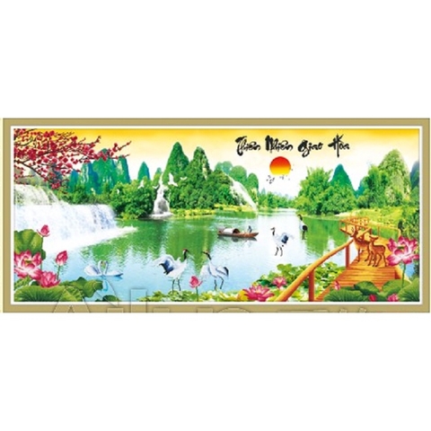 Tranh thêu chữ thập thiên nhiên giao hòa AL53318, kích thước 151 x 70 cm