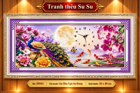 Tranh thêu chữ thập Đôi công (gia hòa) 88944, kích thước 85 x 40 cm