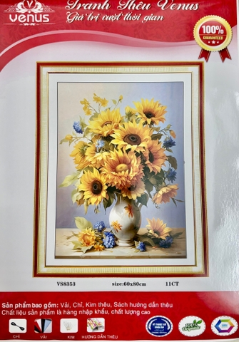 Tranh thêu kín Hướng dương VS8353, kích thước 60 x 80 cm