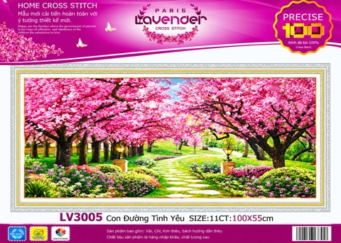 Tranh thêu Phong cảnh cây tình yêu LV3005, kích thước 100 x 50 cm