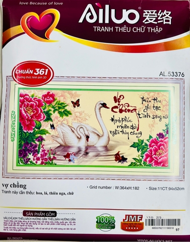 TRANH THÊU VỢ CHỒNG AL53376, kích thước 94 x 52 cm
