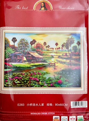 Tranh thêu kín Quê hương tươi đẹp E283, kích thước 80 x 60 cm