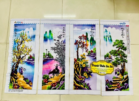 BỘ TỨ QUÝ XUÂN HẠ THU ĐÔNG THÊU SẴN