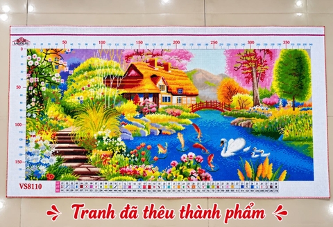Tranh thành phẩm Phong cảnh ngôi nhà hạnh phúc, kích thước 100x 50 cm