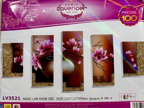 Tranh thêu chữ thập Hoa ngọc Lan LV3521 (thêu 3D）