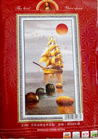 Tranh thêu kín Thuận buồm xuôi gió E169, kích thước 50 x 90 cm