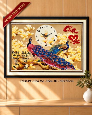Tranh thêu chữ thập cha mẹ LV3449, kích thước 50 x 70 cm