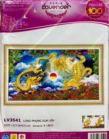 Tranh thêu chữ thập Long phụng sum vầy LV3541, LV3500 (thêu 3D)