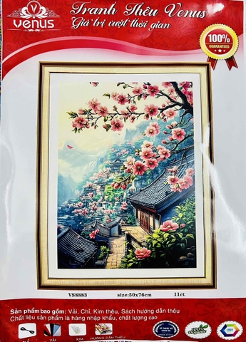 Tranh thêu kín Phong cảnh cố hương VS8883, kích thước 50 x 76 cm