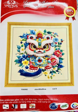 Tranh thêu kín con lân VS8382, kích thước 60x60 cm