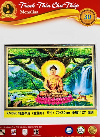 Tranh thêu kín phật thích ca KM090, kích thước 70 x 50 cm