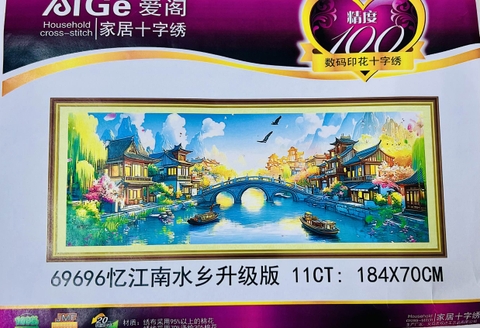 Tranh thêu kín Giang Nam 69696, 184 x 70 cm