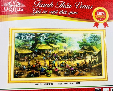 Tranh thêu kín Chợ quê VS8215, kích thước 150x70 cm