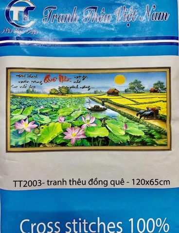 Tranh thêu kín quê hương TT2003, kích thước 120x60 cm