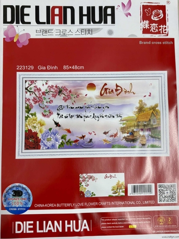 Tranh thêu chữ thập Gia đình DLH223129, Kích thước 84 x 47 cm