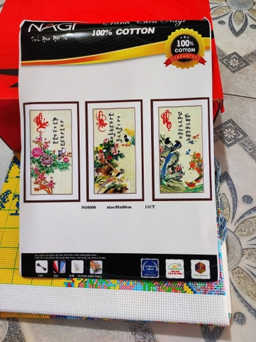 Tranh thêu kín Phúc Lộc Thọ NG6006
