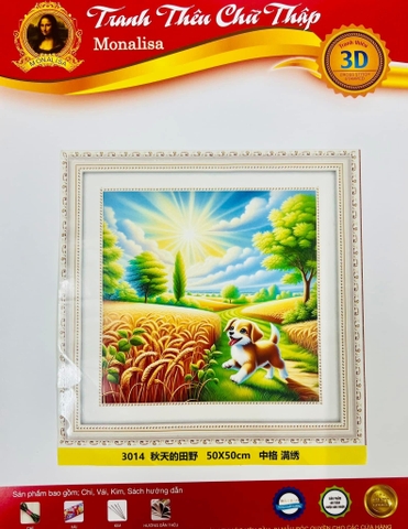 Tranh thêu kín Mùa vụ đủ đầy 3014, kích thước 50x 50 cm