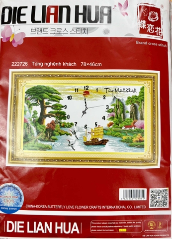 Tranh thêu chữ thập Đồng hồ Thuận buồm xuôi gió 222726, kích thước 78 x 46 cm