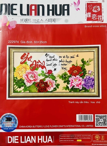 Tranh thêu chữ thập Gia đình 222974, kích thước 60 x 35 cm