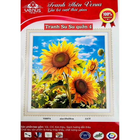 Tranh thêu kín Hoa hướng dương VS8974, kích thước 50 x 50 cm