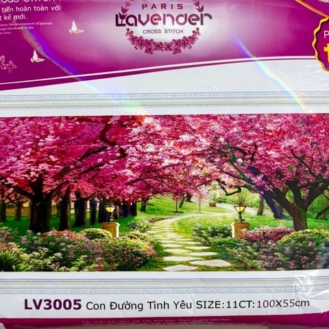Tranh thêu Phong cảnh cây tình yêu LV3005, kích thước 100 x 50 cm