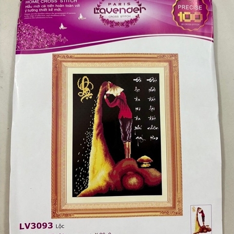 Tranh thêu chữ thập Lộc lúa LV3093, kích thước 47 x 61 cm