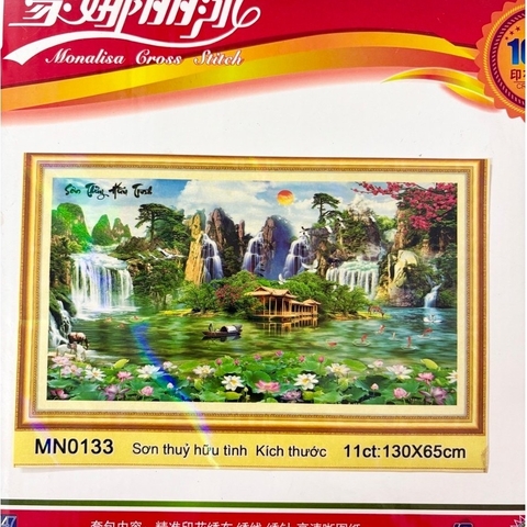 Tranh thêu kín sơn thuỷ hữu tình MN0133, MN0134