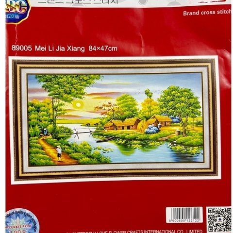 Tranh thêu 3d Phong cảnh làng quê 88905, kích thước 84 x 47 cm