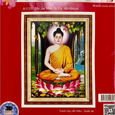 Tranh thêu phật thích ca mâu ni A1131, kích thước 48 x 64 cm, tranh này thêu 3D