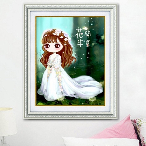 Tranh thêu kín chữ thập cô gái chibi HH0899, MH2191, MH2193