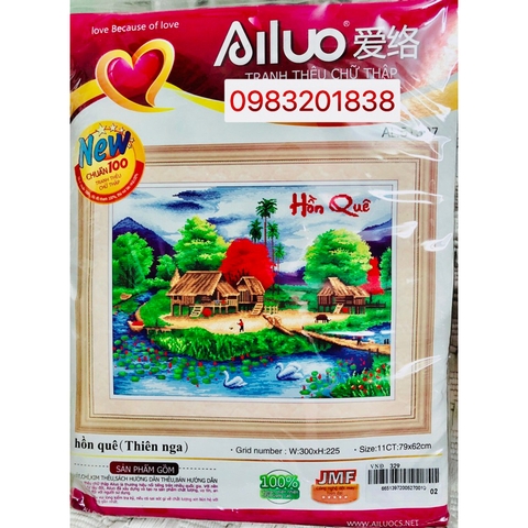 Tranh thêu chữ thập Hồn quê AL51397, kích thước 79 x 62 cm