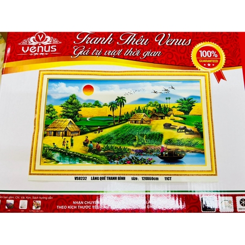 [ Hỏa tốc HCM] Tranh thêu kín Phong cảnh làng quê VS8232, kích thước 120 x 60 cm