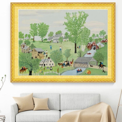 Tranh thêu kín cánh đồng Bắc Mỹ HH0983 (thêu 3 sợi), kích thước 50 x 64 cm