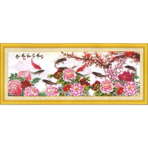 Tranh thêu chữ thập Gia hòa vạn sự hưng 223041, kích thước 136 x 53 cm