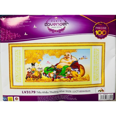 Tranh thêu chữ thập Phật di lặc LV3179, kích thước 89 x 49 cm