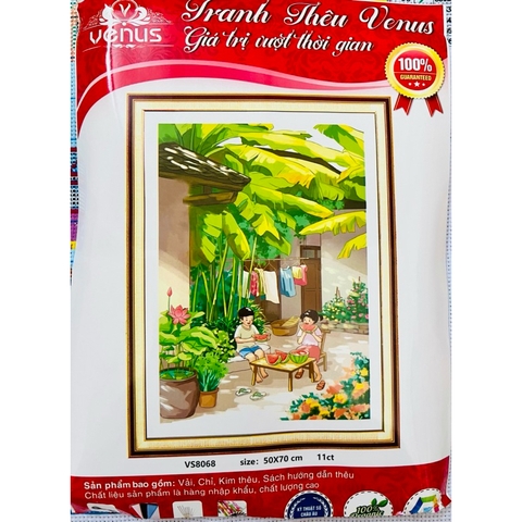 Tranh thêu kín Hạnh phúc bình yên VS8068, kích thước 50 x 70 cm