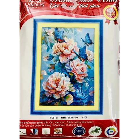 Tranh thêu kín Hoa mẫu đơn VS8101, VS8071, 6492, 8K251L