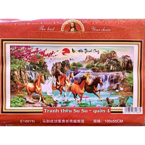 Tranh thêu kín Mã đáo thành công E188YN, kích thước 100 x 55 cm